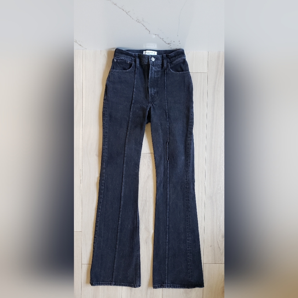 Abercrombie And Fitch Jeans Womens 00 24L Black High Rise Wide Leg